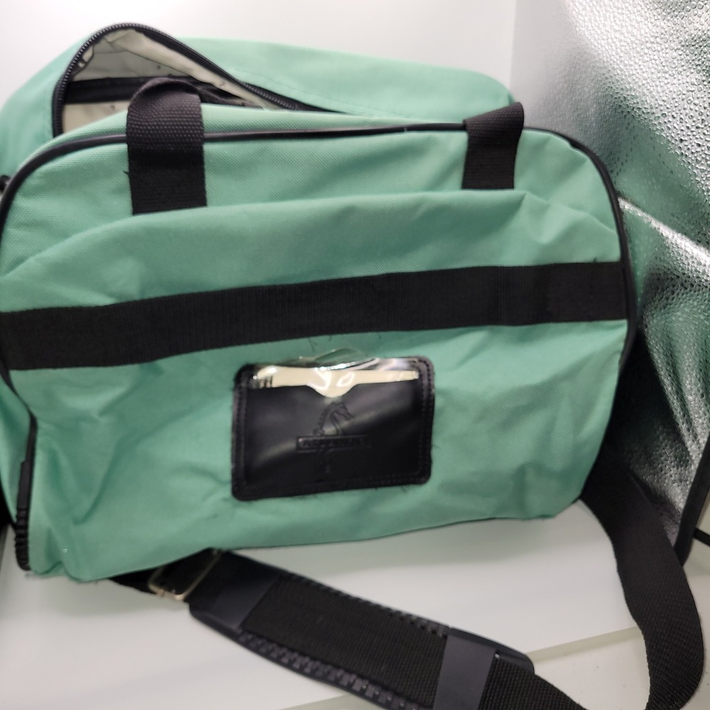 Atlantic Luggage Mint Green Travel Duffel Bag Carry On Seahorse Logo Weekend Bag - Picture 5 of 6
